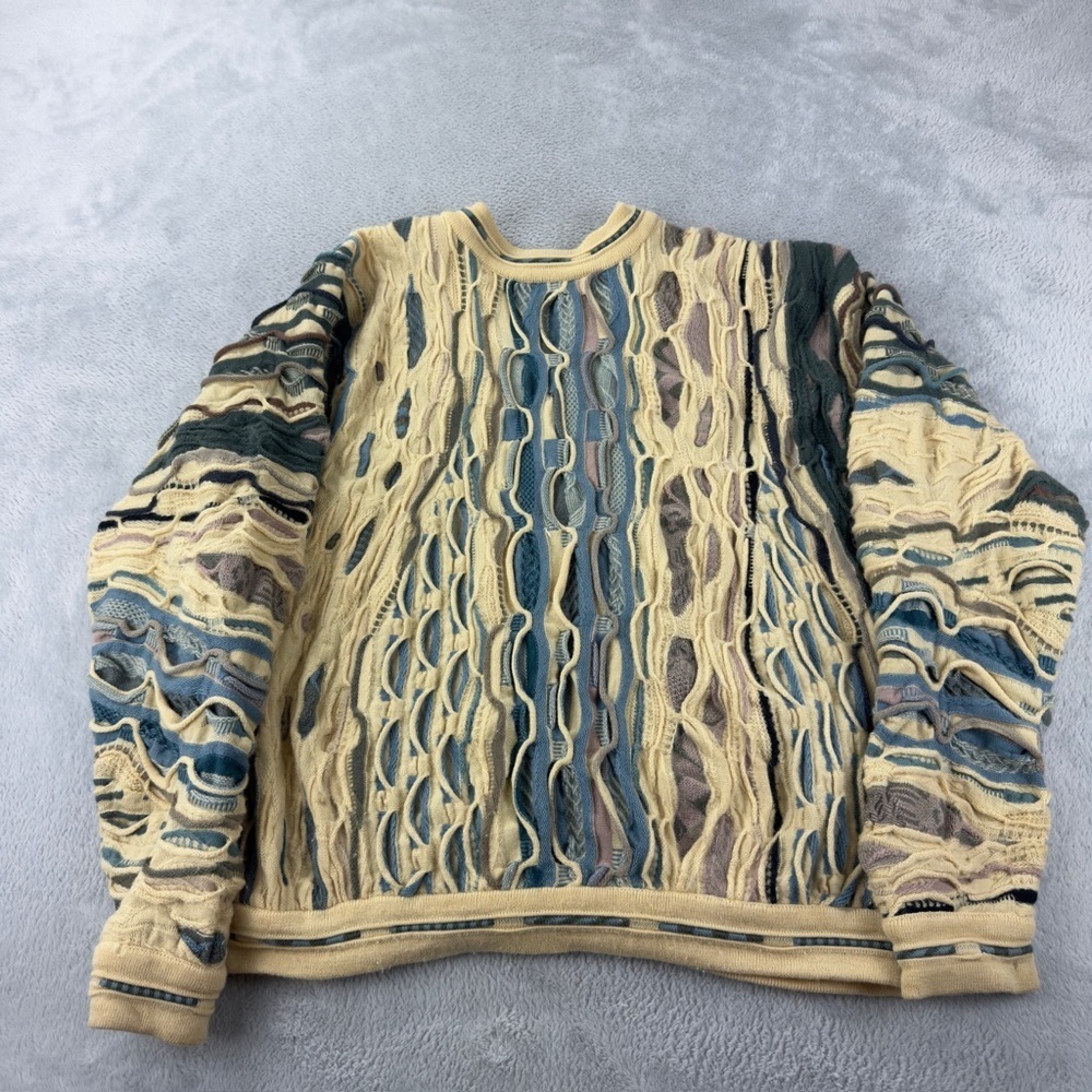 COOGI Australia Wool Knit Cardigan Cream Blue Women's M - Picture 12 of 13
